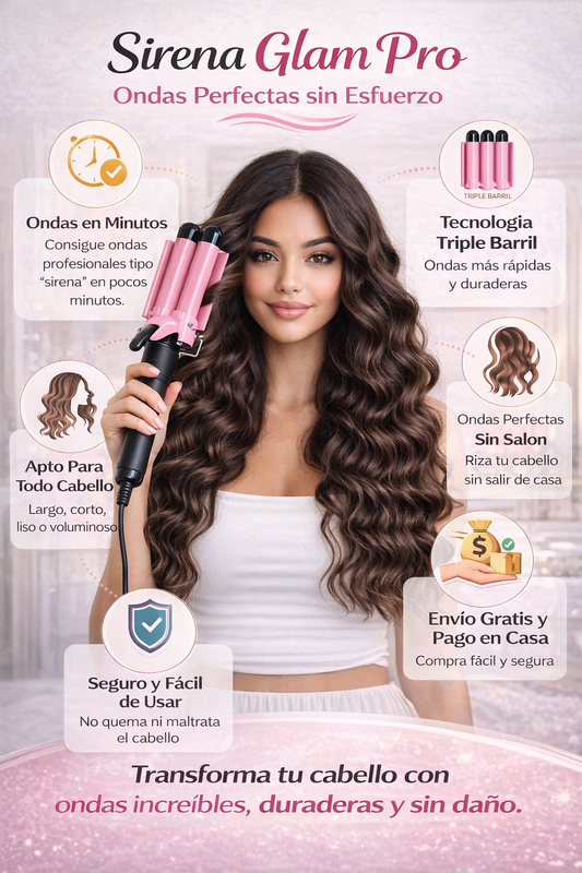 Sirena Glam Pro - Rizador Ondulador - Ondas Perfectas sin Esfuerzo