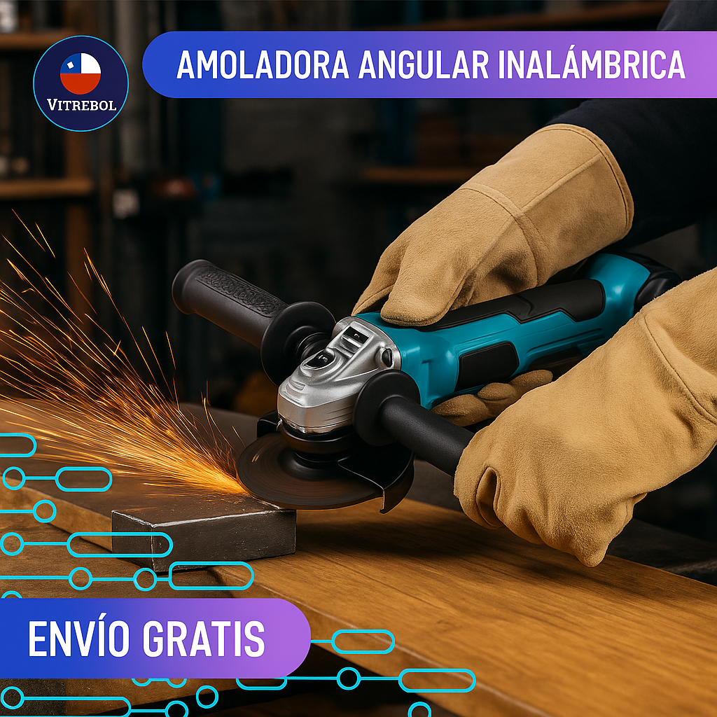 Amoladora Angular con Batería de Litio Eléctrica Recargable Sin Escobillas