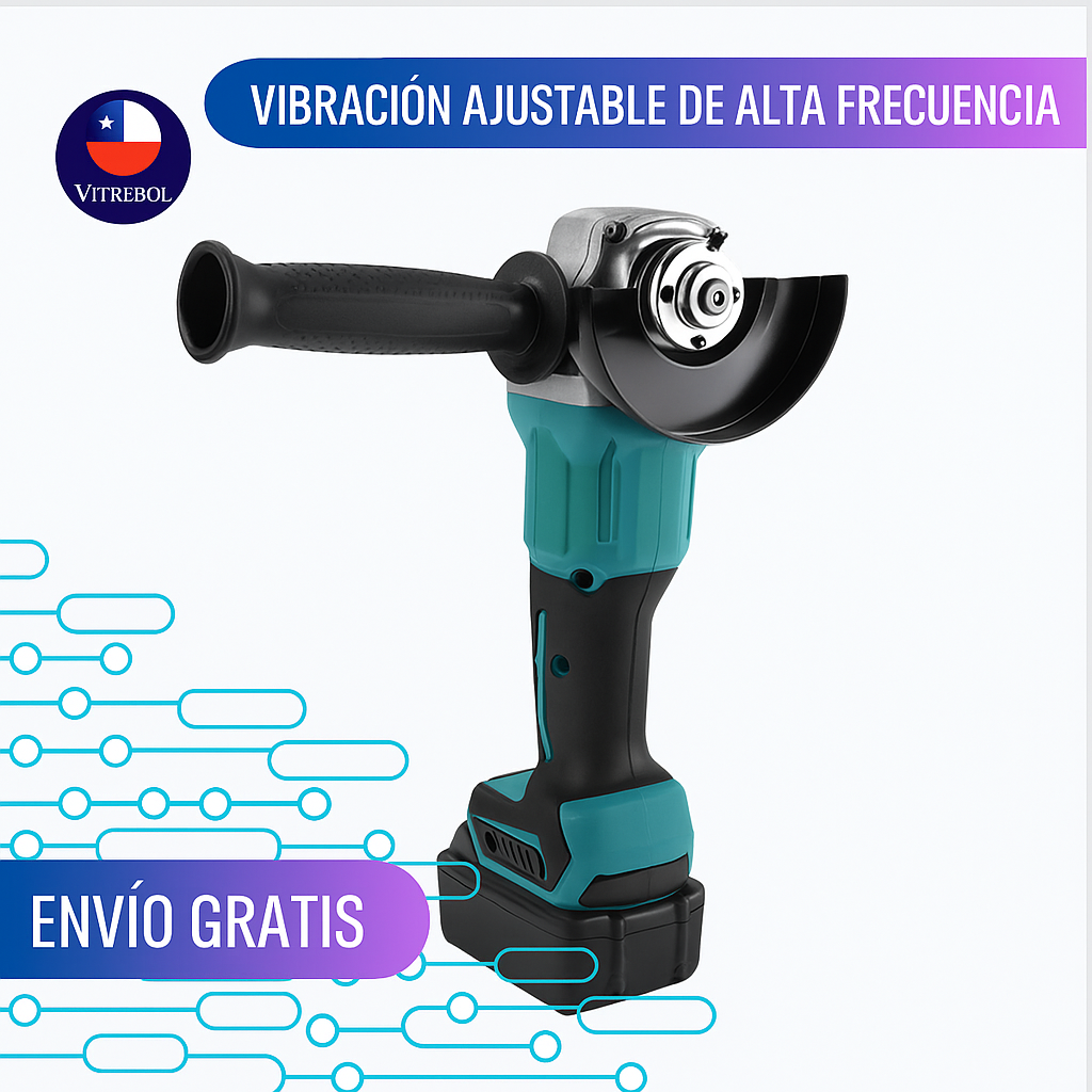 Amoladora Angular con Batería de Litio Eléctrica Recargable Sin Escobillas