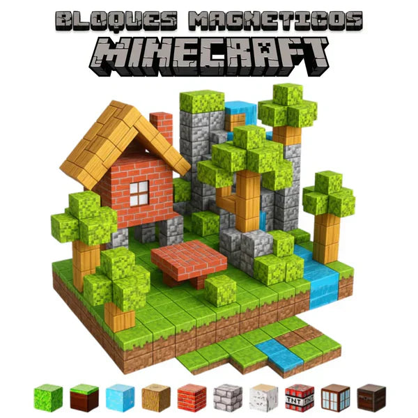 PixelMag™ - Bloques Magnéticos Estilo Minecraft - 3+ años